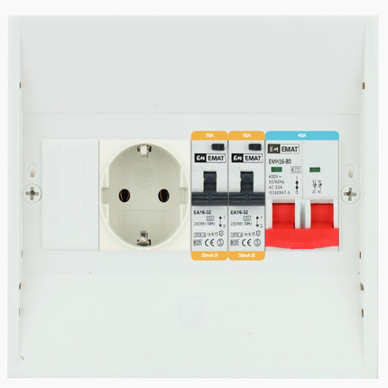EMAT PV-Verdelerset 2x B16 Aardlekautomaat, 1x WCD en 1x hoofdschakelaar40A