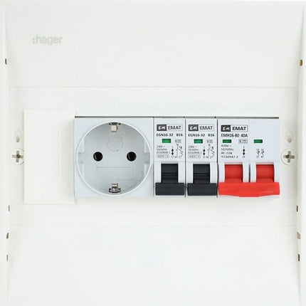 EMAT PV-Verdeler 2x B16 groep met WCD en hoofdschakelaar40A (PV0001)